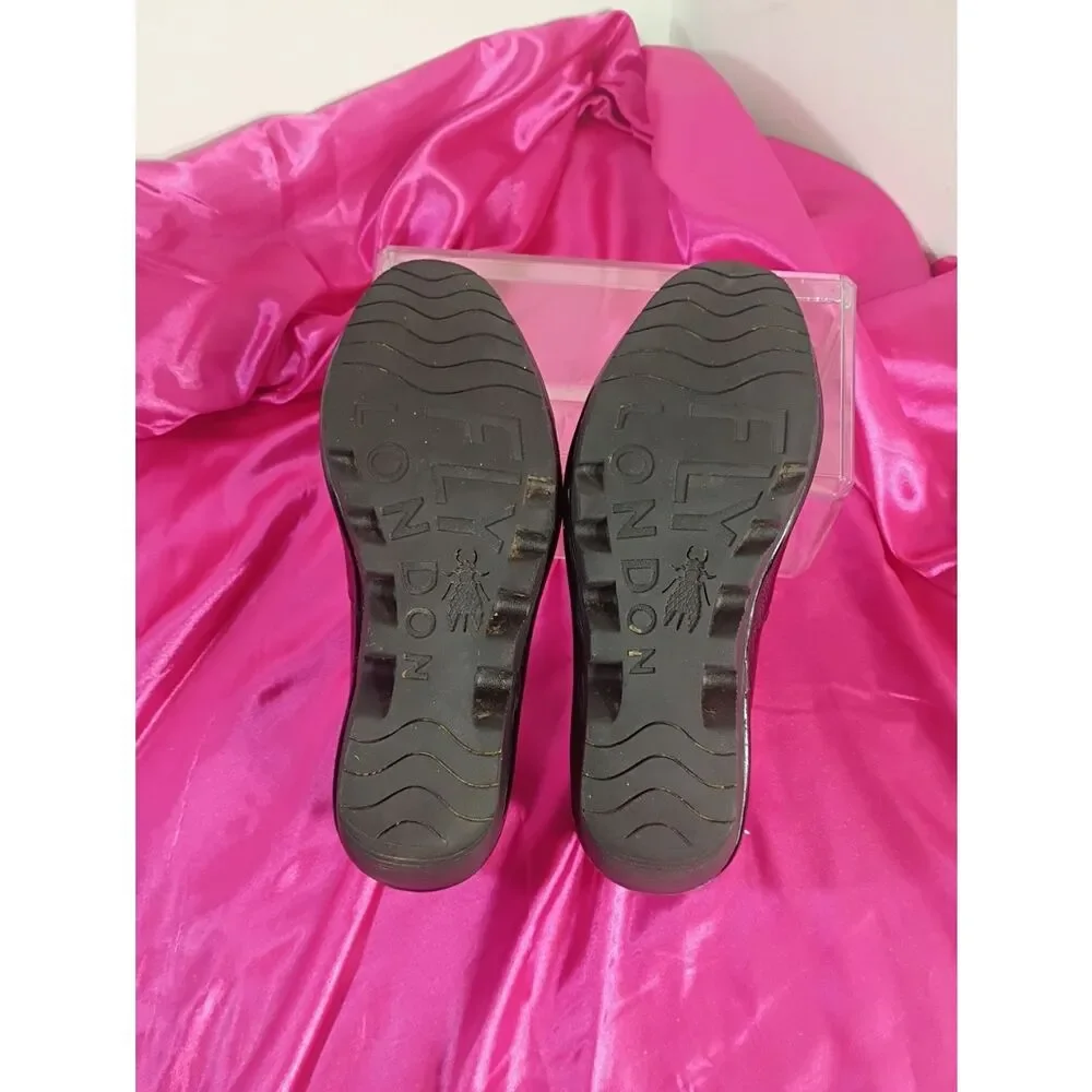 FLY London Black Patent Leather Yaz Wedge Pump Women's EU Size 36 US 5.5-6.